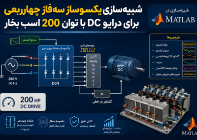 شبیهسازی یکسوساز سهفاز چهارربعی برای درایو DC با توان 200 اسب بخار و شبیهسازی آن در Matlab ChatGPT Image Jul 29, 2026, 02_43_28 PM