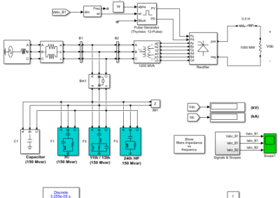 فیلترهای هارمونیکی سهفاز در سیستمهای HVDC و شبیهسازی آن در Matlab power_harmonicfilter_01